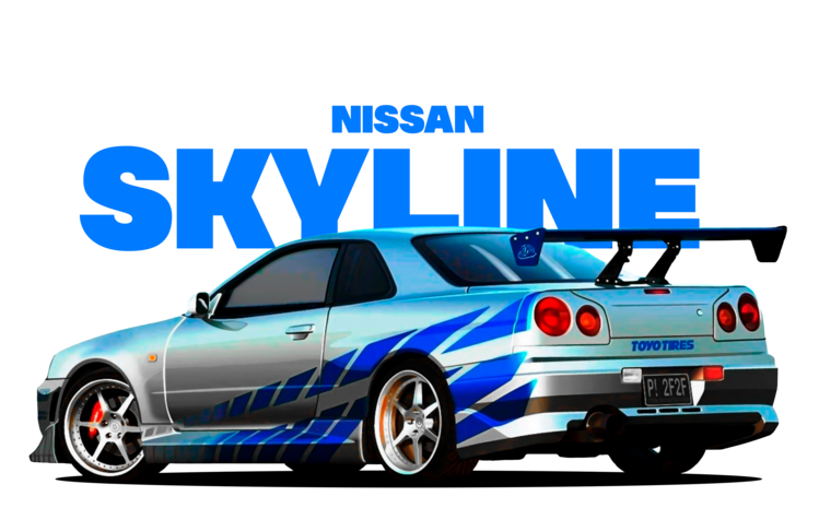 Футболка Nissan Skyline GT-R R34 – Blue Godzilla