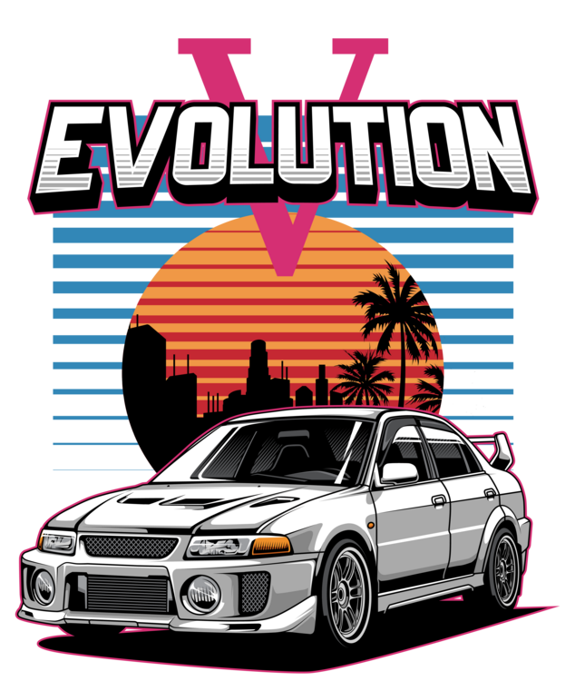 Футболка Mitsubishi Lancer Evolution – Retro Sunset