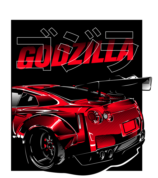 Футболка Nissan Skyline GT-R R34 – Godzilla Red