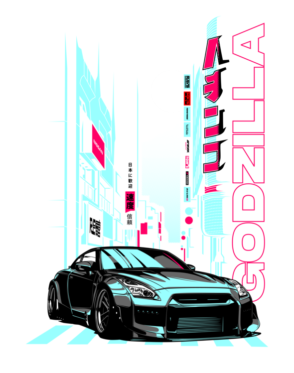 Футболка Nissan Skyline GT-R R34 – Godzilla Night