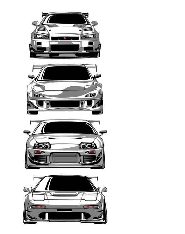 Maglietta JDM Car Evolution – White Lineup