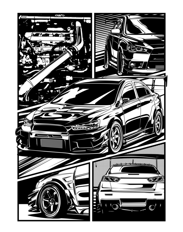 Maglietta JDM Performance – Black & White Collage