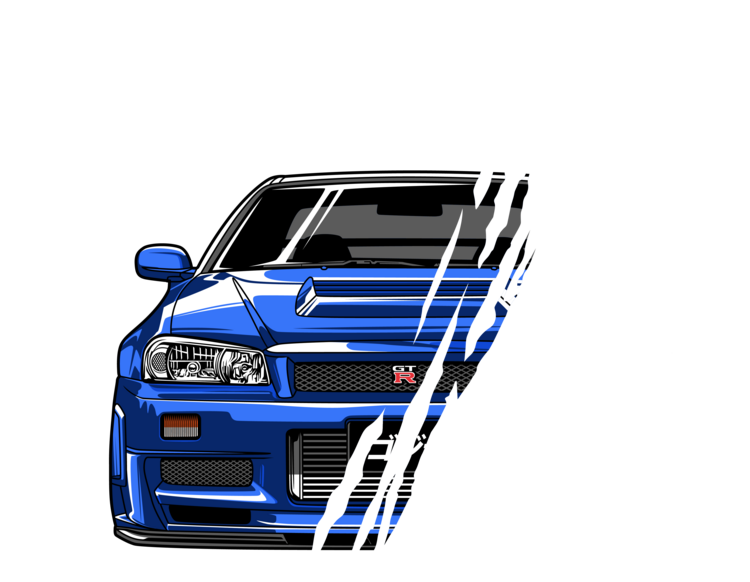 Maglietta Nissan Skyline GT-R R34 – Blue Performance