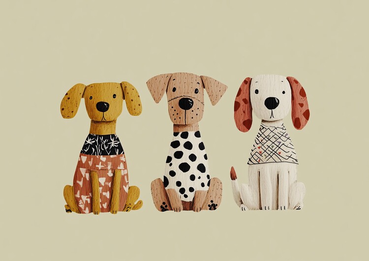 Принти на полотні Whimsical Puppy Friends