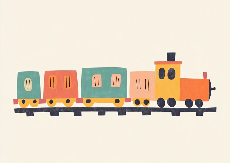 Плакат Playful Train Cars