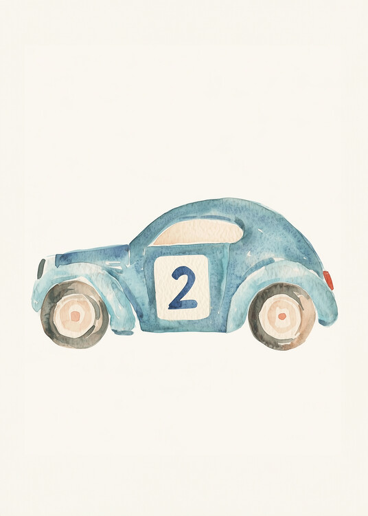 Принти на полотні Cute Blue Race Car