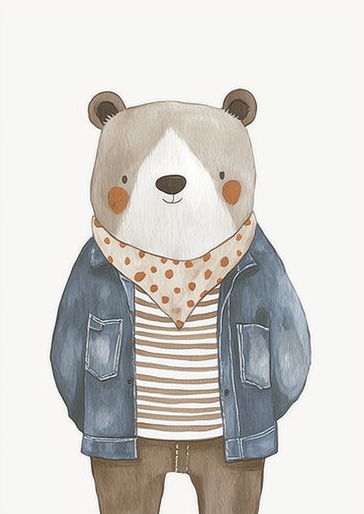 Plakát Cute Bear in Denim