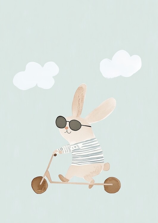 Принти на полотні Cool Bunny Scooter Ride