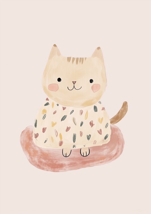 Плакат Whimsical Heart Cat