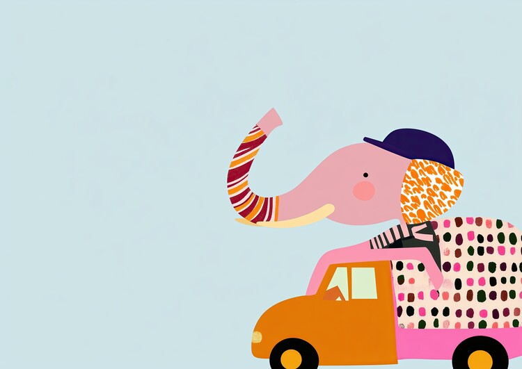 Принти на полотні Elephant Truck Adventure