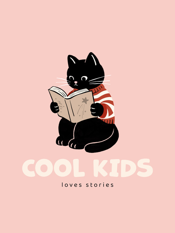Принти на полотні Cool Cat Loves Stories