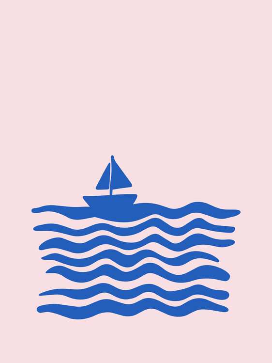 Плакат Calm Sailboat Blue Sea