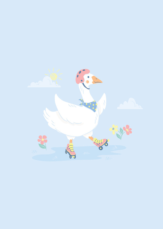 Принти на полотні Goose on Roller Skates