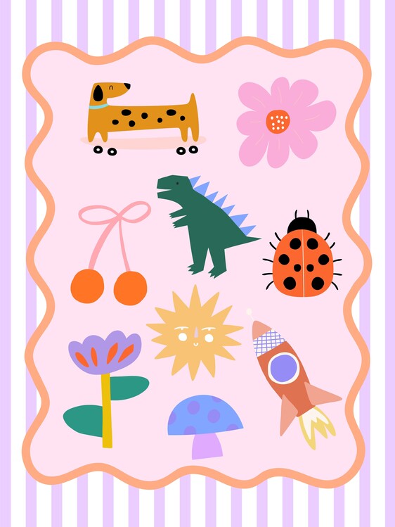 Принти на полотні Happy Colorful Doodles