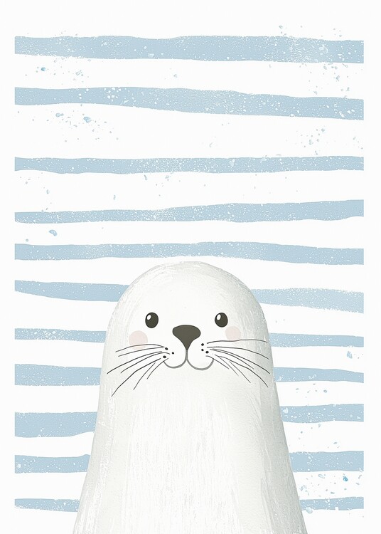 Принти на полотні Cute Baby Seal Stripes