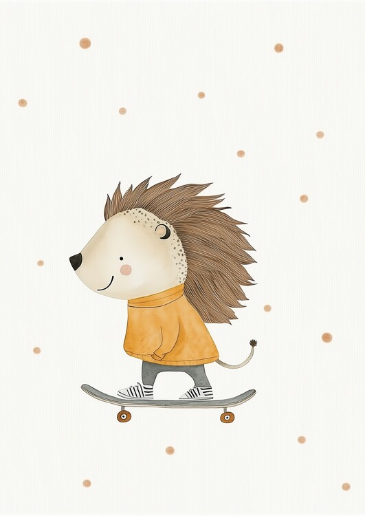 Принти на полотні Hedgehog Skateboarder