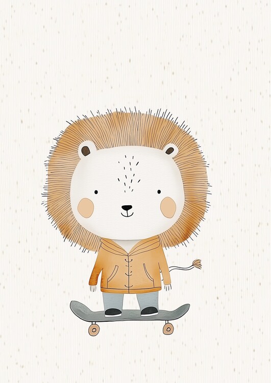 Плакат Skateboarding Lion