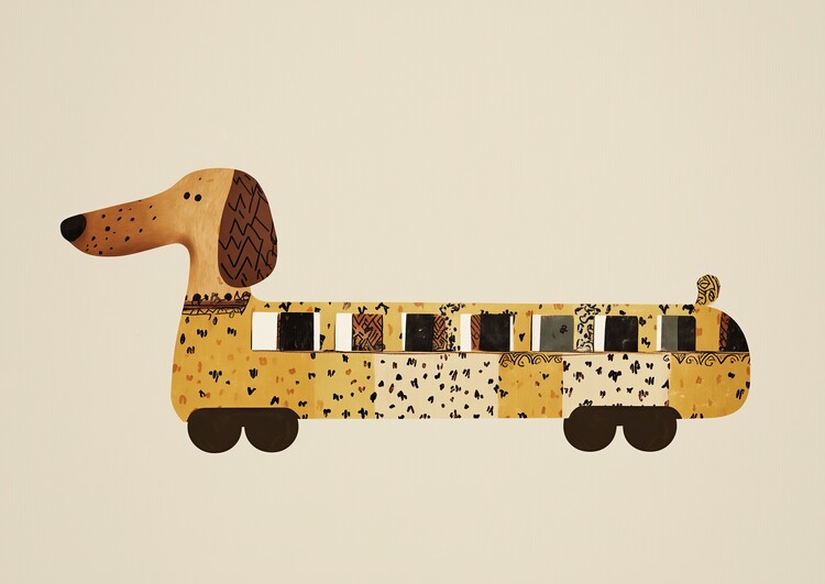 Принти на полотні Whimsical Dachshund Bus