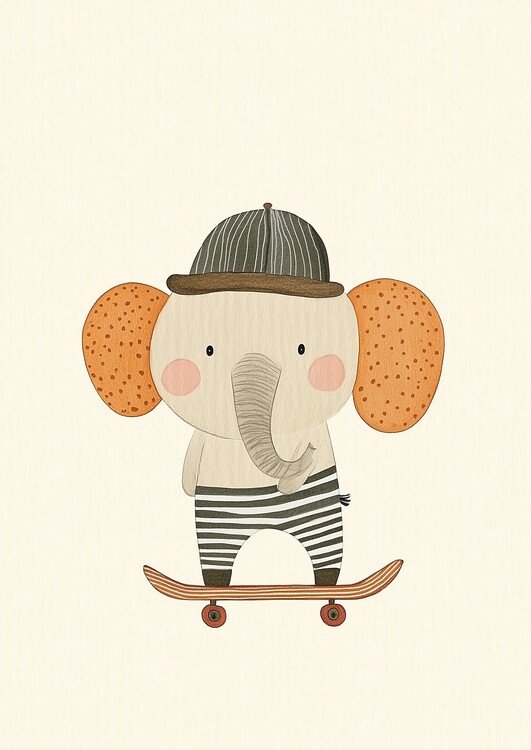 Принти на полотні Cute Elephant Skater