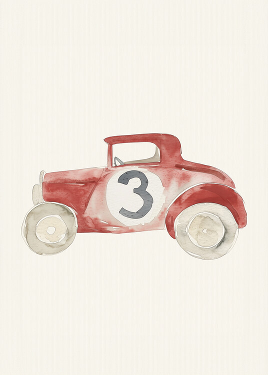 Плакат Vintage Red Race Car