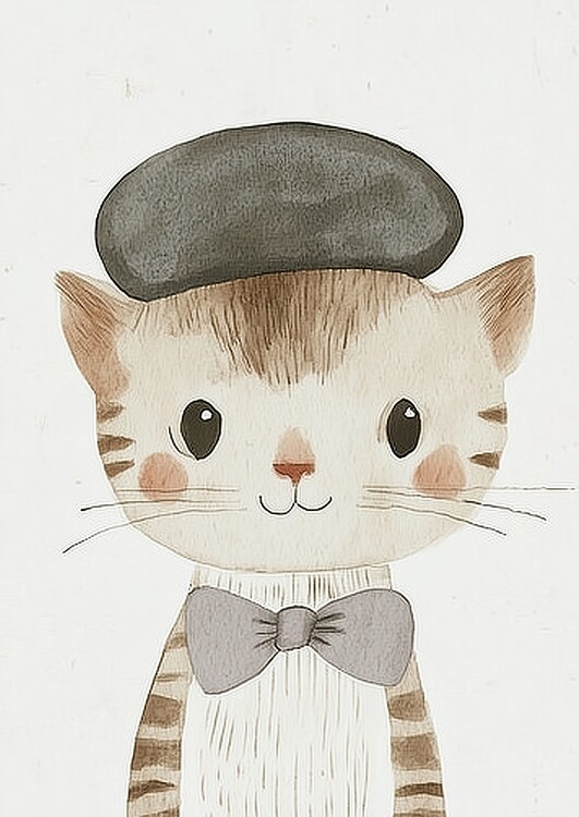 Принти на полотні Cute Beret Cat