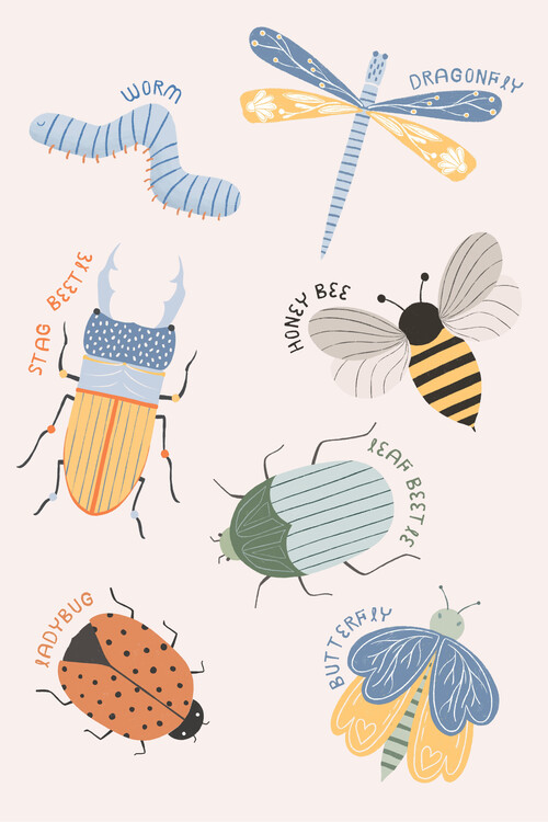Плакат Whimsical Insect Friends