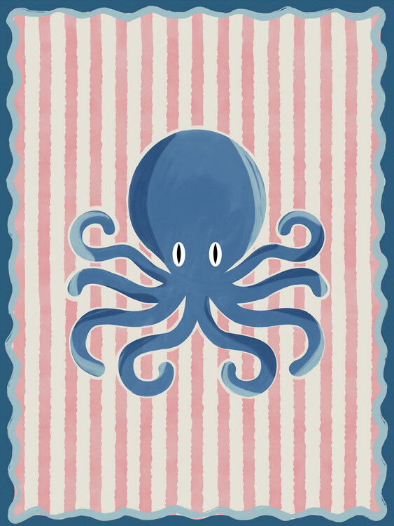 Плакат Playful Blue Octopus