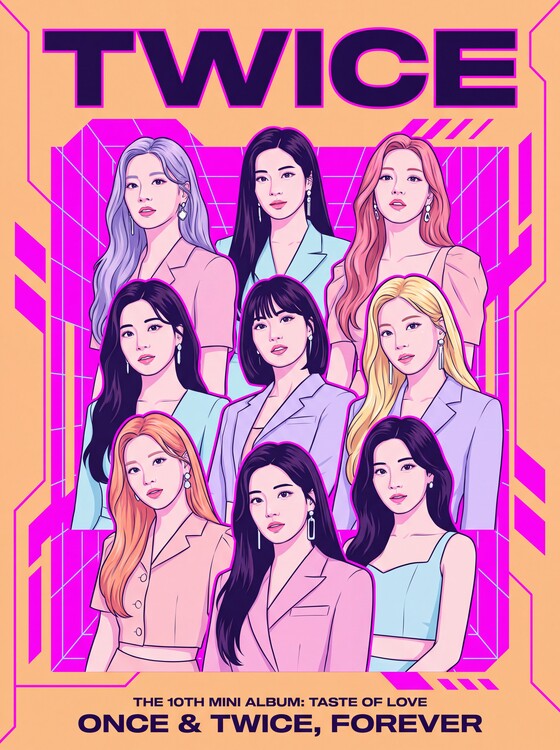 Obraz na plátne TWICE K-Pop Group 'Taste of Love' 10th Mini Album
