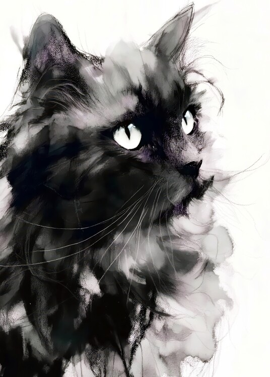 Плакат Mysterious Black Cat Portrait