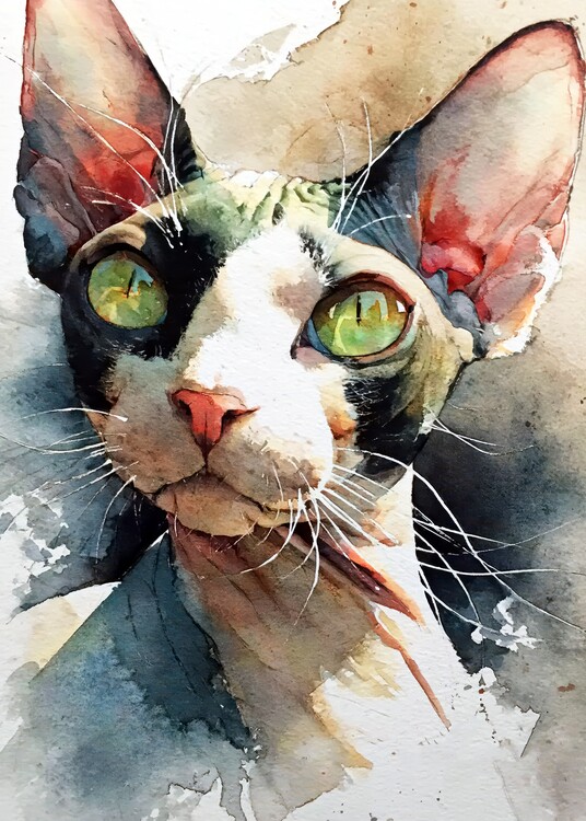 Canvas Print Captivating Green Eyed Sphynx