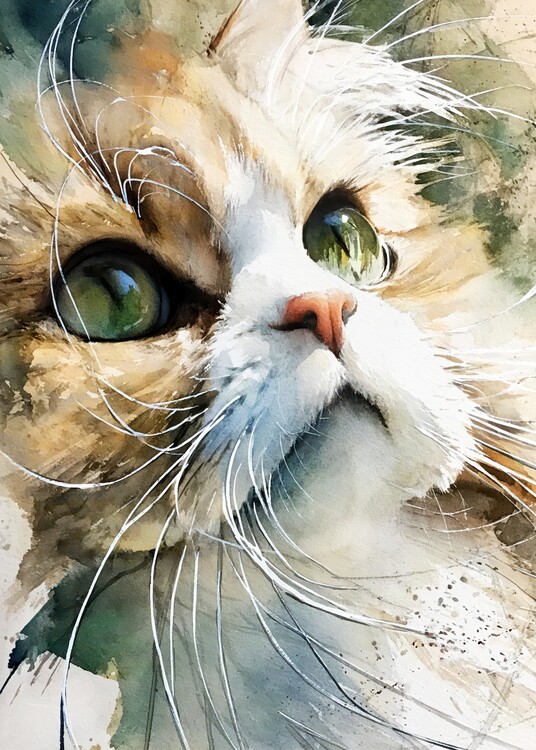 Canvas Print Curious Watercolor Cat