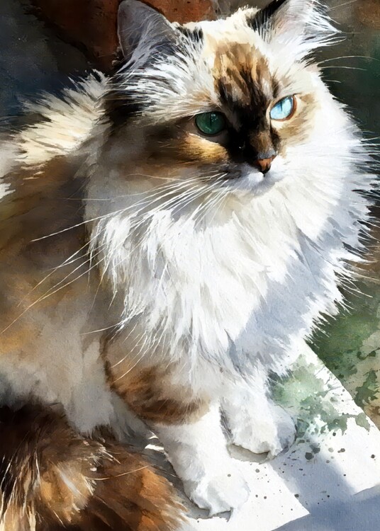 Canvas Print Bright Eyed Watercolor Cat