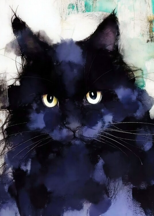 Плакат Mysterious Black Cat Portrait