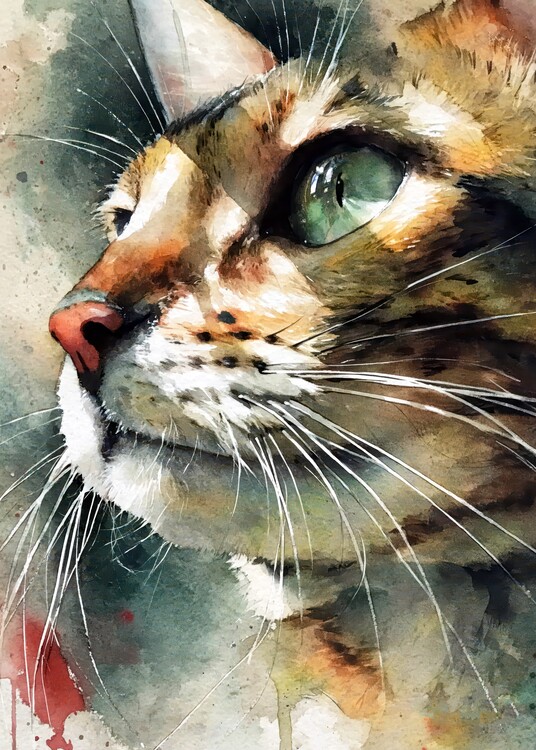 Canvas Print Watercolor Tabby Cat