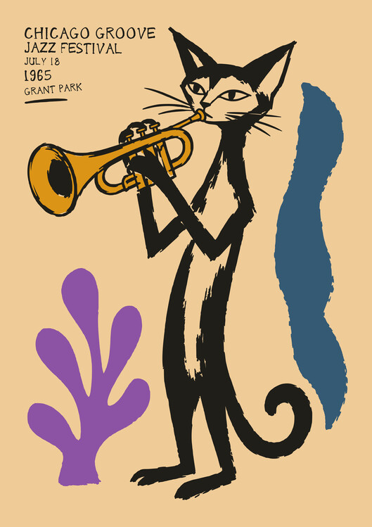 Canvas Print Cool Cat Jazz Trumpeter