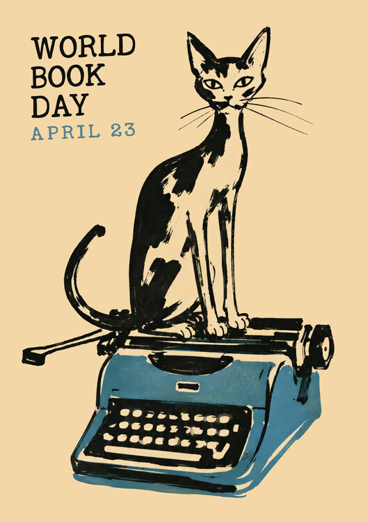 Canvas Print Feline Writer's Desk