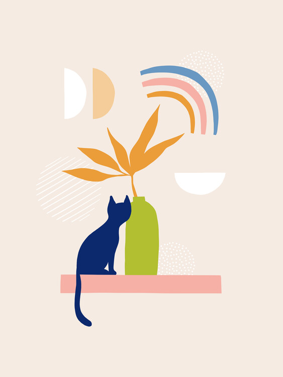 Canvas Print Cozy Cat Still Life