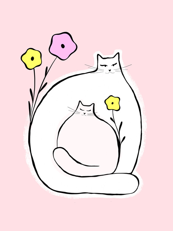 Canvas Print Cute Cat Family