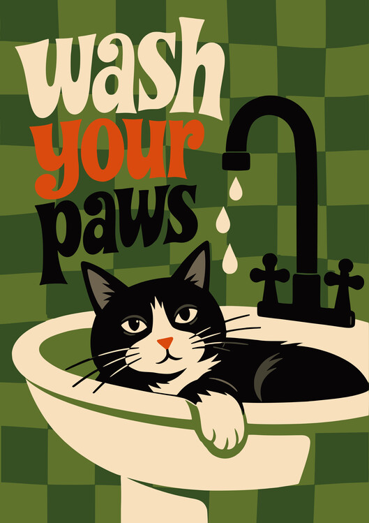 Canvas Print Wash Your Paws Kitty