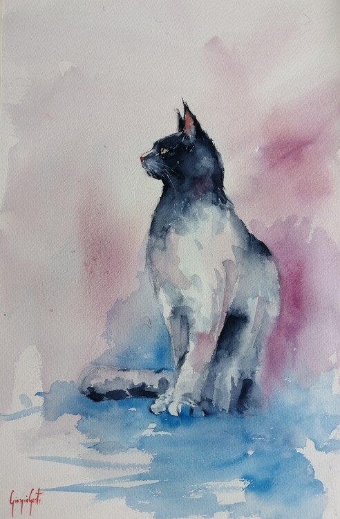 Canvas Print Elegant Watercolor Cat