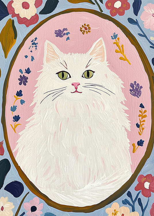 Canvas Print Whimsical Floral Cat