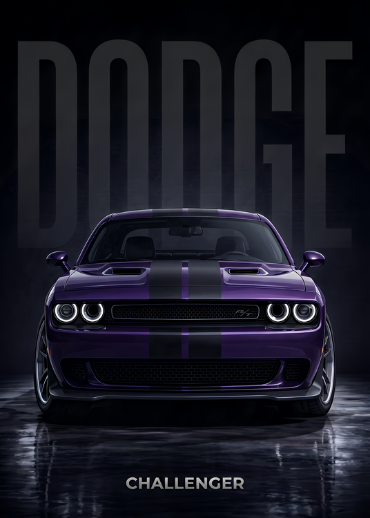 Poster Dodge Challenger Purple Muscle Car