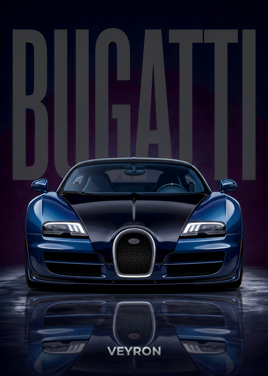 Plakát Bugatti Veyron Blue Supercar