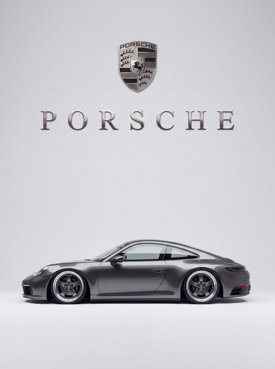 Plakat Porsche 911 (992): Pure Form, Slammed Stance