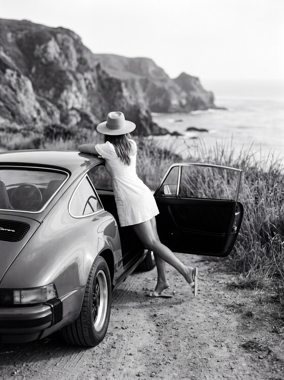 Póster Classic Porsche Ocean Breeze in Monochromatic Film
