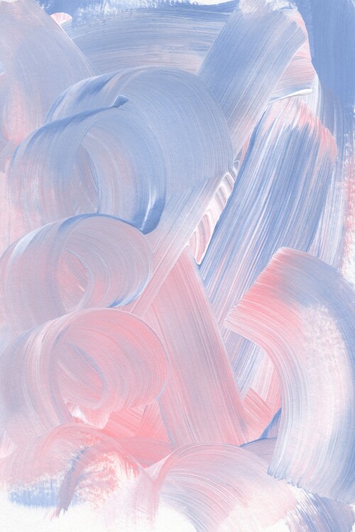 Poster Pastel Brushstrokes In Blue And Pink Hues