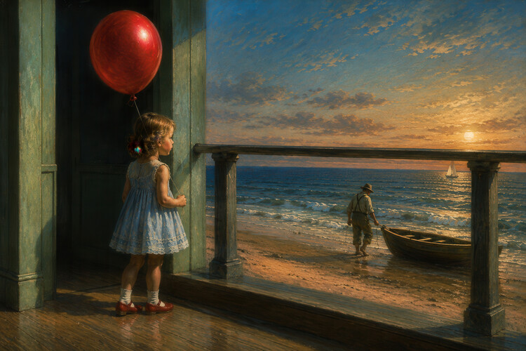 Plakát Waiting for Sunset inspired by the art of Edward Hopper