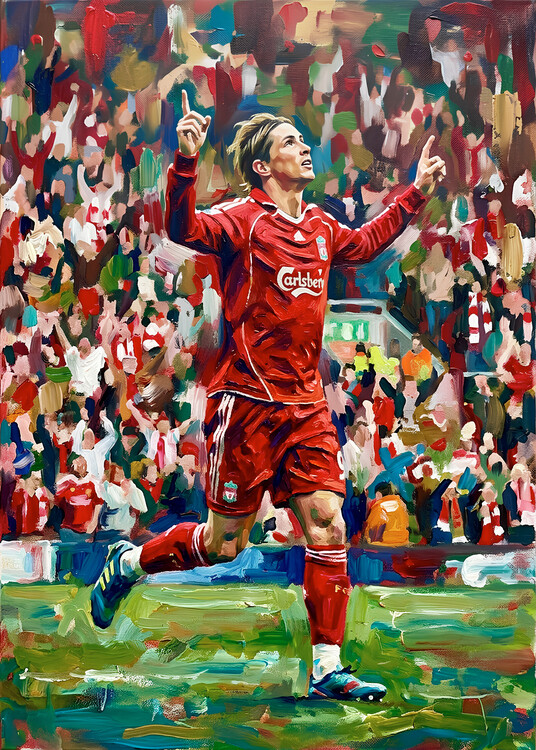 Póster Football Player Celebration Painting
