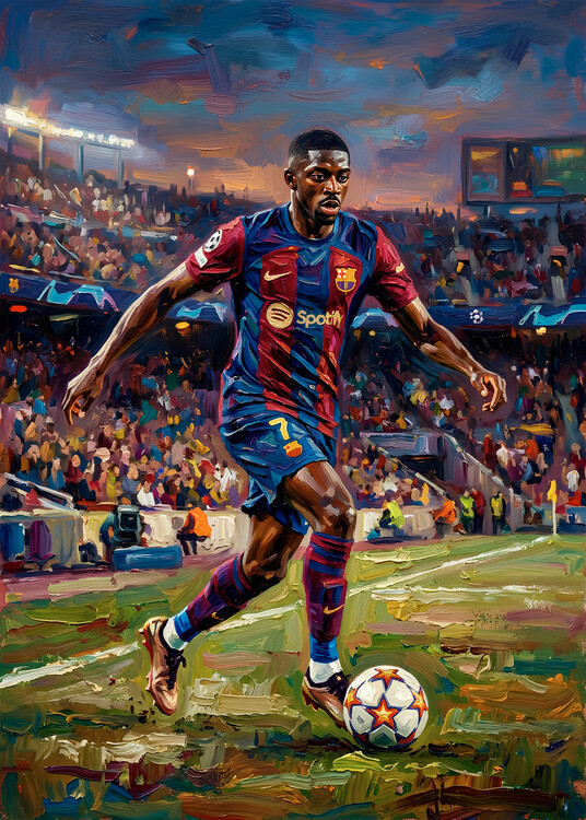 Póster Football Player Painting