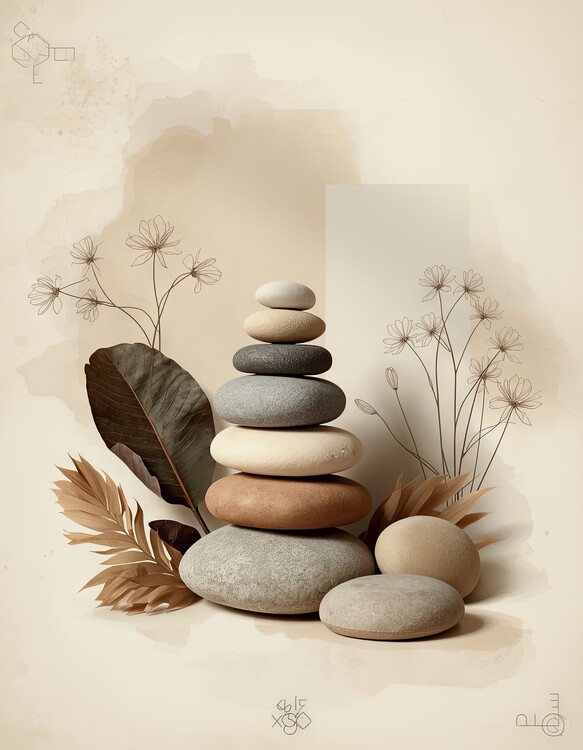Плакат serene minimalist botanical still-life composition inspired
